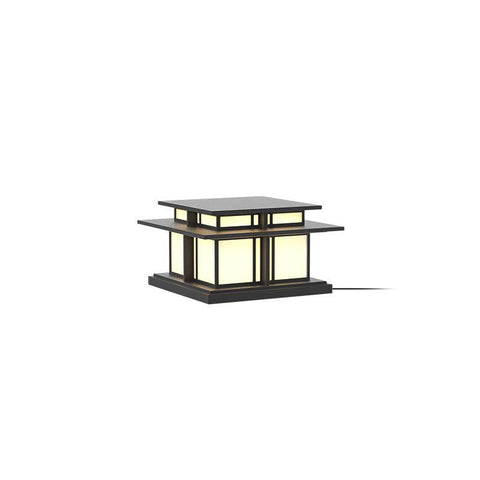 Post Light with Tiered Square Roof and Textured Panel Options