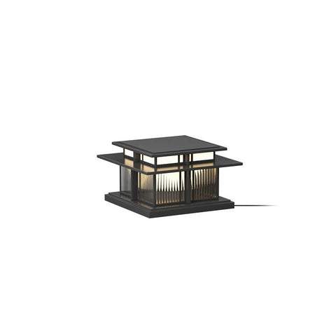 Post Light with Tiered Square Roof and Textured Panel Options