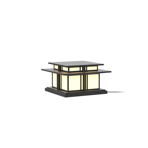 Post Light with Tiered Square Roof and Textured Panel Options