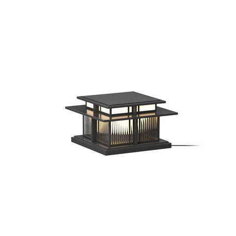 Post Light with Tiered Square Roof and Textured Panel Options