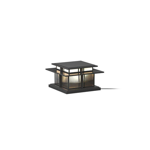 Post Light with Tiered Square Roof and Textured Panel Options