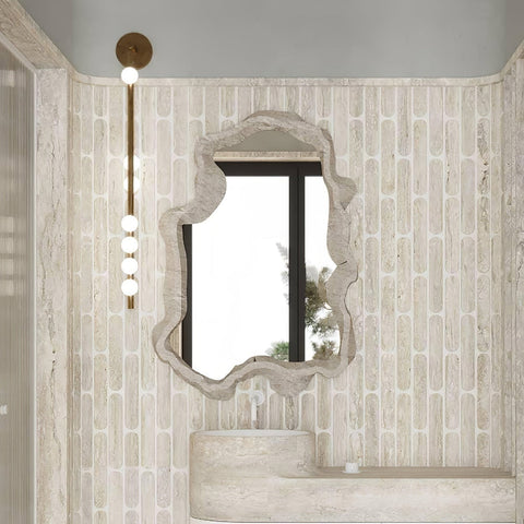 Wall Sconce with Glass Globes and Vertical Brass Tube Frame