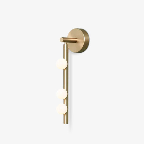 Wall Sconce with Glass Globes and Vertical Brass Tube Frame
