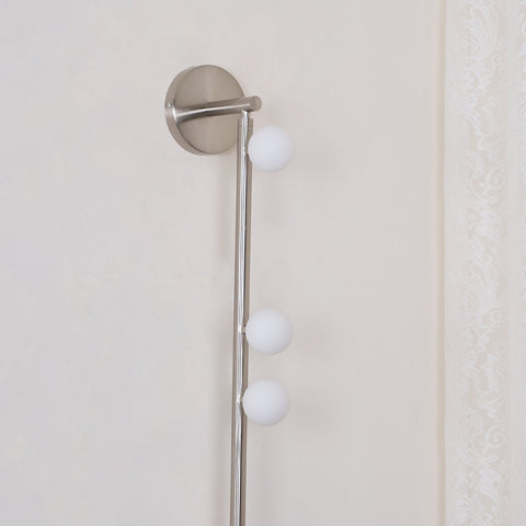 Wall Sconce with Glass Globes and Vertical Brass Tube Frame