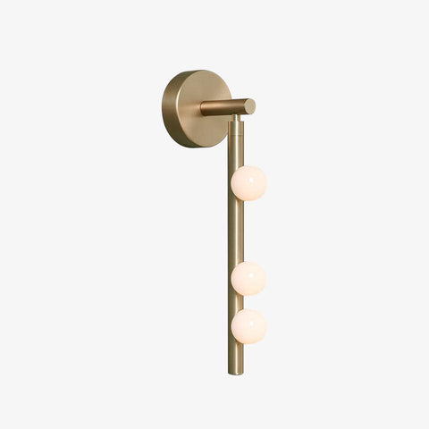 Wall Sconce with Glass Globes and Vertical Brass Tube Frame