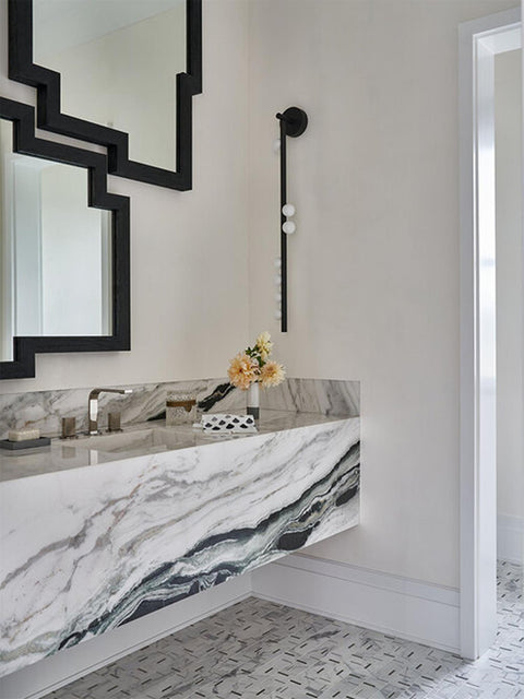Wall Sconce with Glass Globes and Vertical Brass Tube Frame