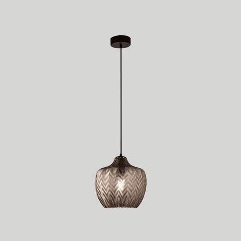 Wavy Glass Pendant Light with Textured Barrel Shade