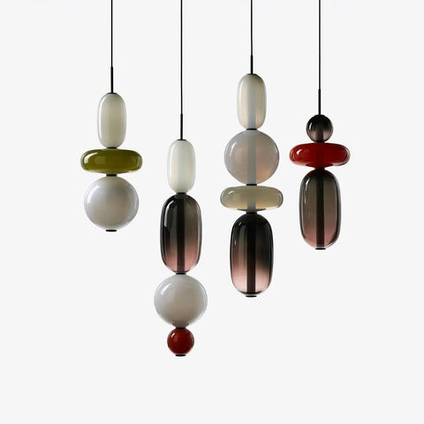 Hand-Blown Candied Glass Pendant Light with Integrated LED