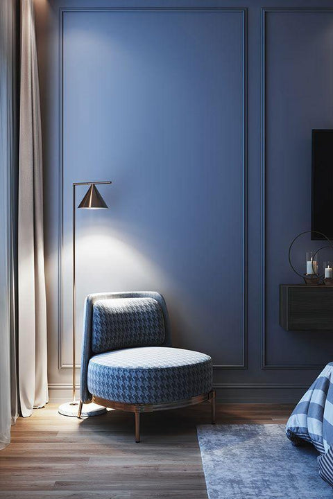 Floor Lamp with Adjustable Cone Shade and Marble Base