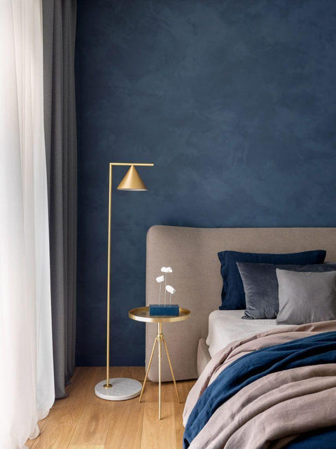 Floor Lamp with Adjustable Cone Shade and Marble Base