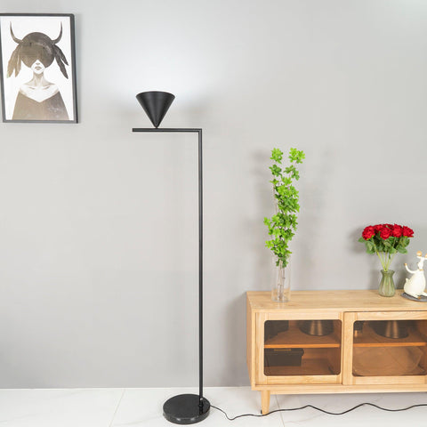 Floor Lamp with Adjustable Cone Shade and Marble Base
