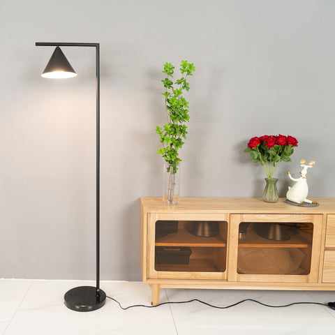 Floor Lamp with Adjustable Cone Shade and Marble Base