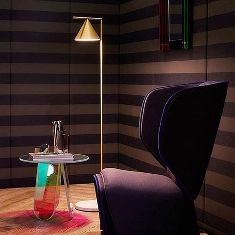 Floor Lamp with Adjustable Cone Shade and Marble Base