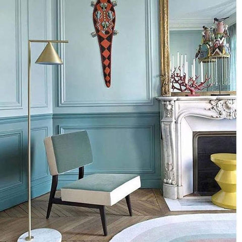 Floor Lamp with Adjustable Cone Shade and Marble Base
