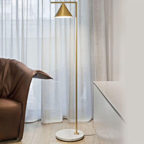 Floor Lamp with Adjustable Cone Shade and Marble Base