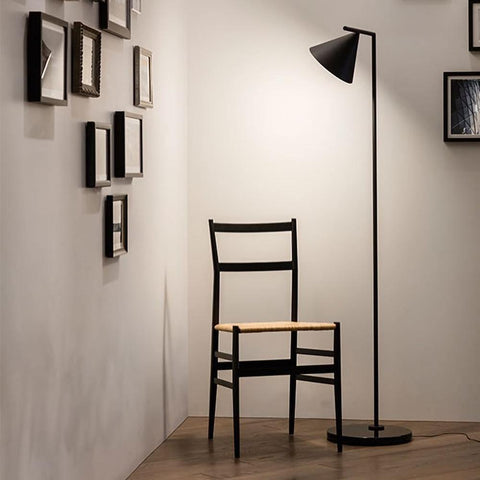 Floor Lamp with Adjustable Cone Shade and Marble Base