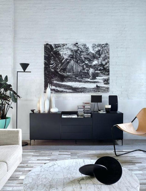 Floor Lamp with Adjustable Cone Shade and Marble Base