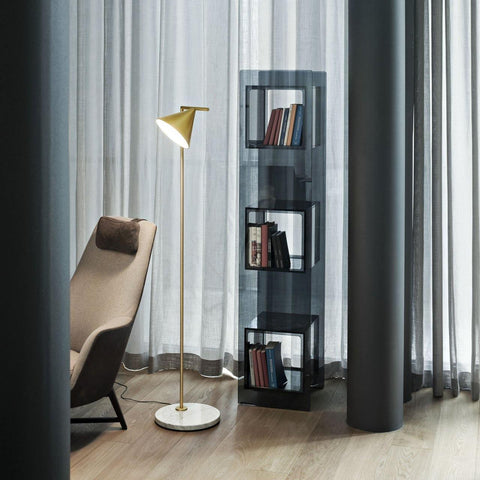 Floor Lamp with Adjustable Cone Shade and Marble Base
