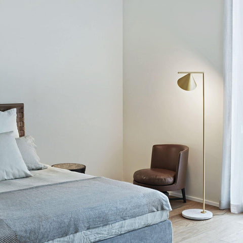 Floor Lamp with Adjustable Cone Shade and Marble Base