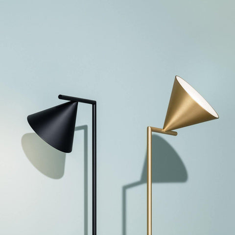 Floor Lamp with Adjustable Cone Shade and Marble Base