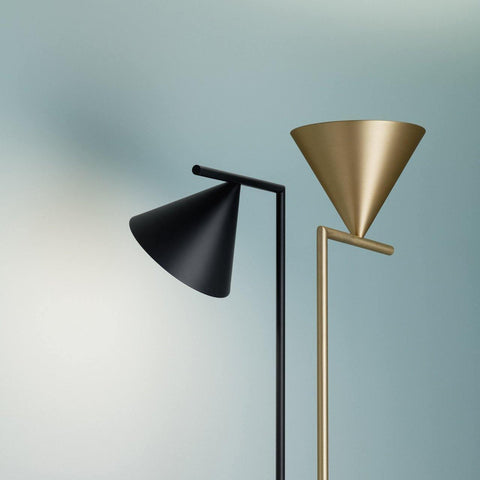 Floor Lamp with Adjustable Cone Shade and Marble Base