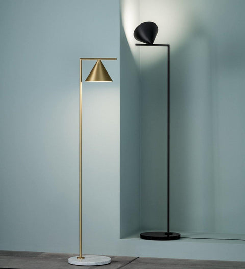 Floor Lamp with Adjustable Cone Shade and Marble Base