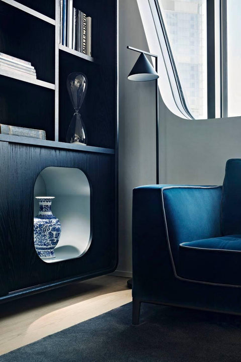Floor Lamp with Adjustable Cone Shade and Marble Base