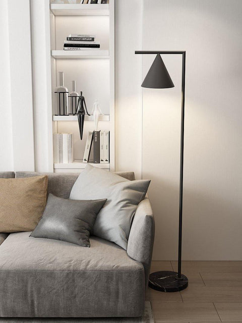 Floor Lamp with Adjustable Cone Shade and Marble Base