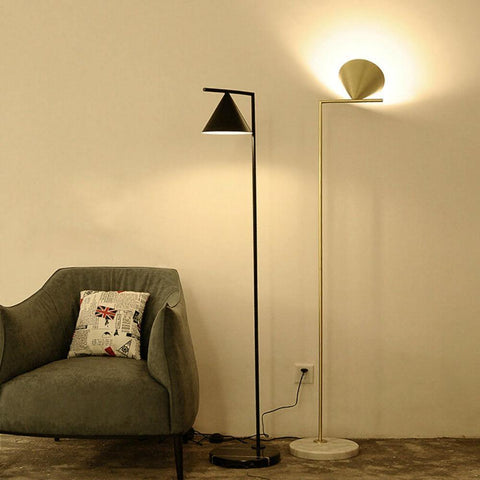 Floor Lamp with Adjustable Cone Shade and Marble Base