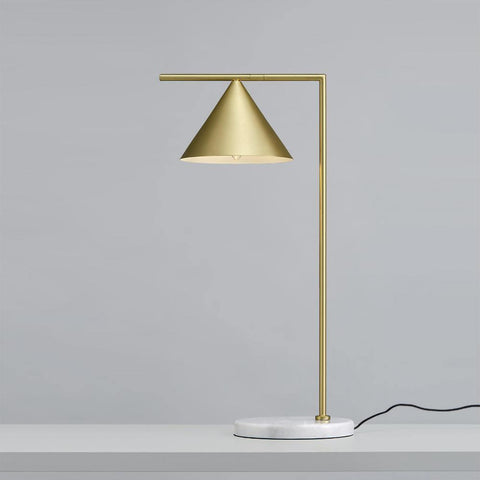 Floor Lamp with Adjustable Cone Shade and Marble Base