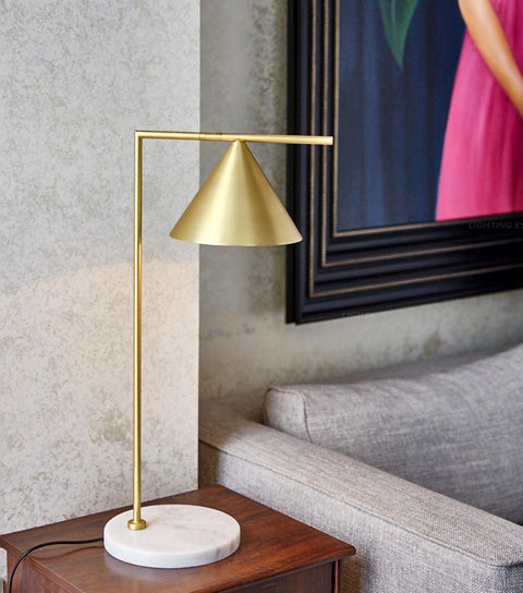 Floor Lamp with Adjustable Cone Shade and Marble Base