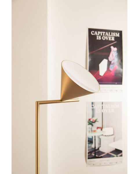 Floor Lamp with Adjustable Cone Shade and Marble Base