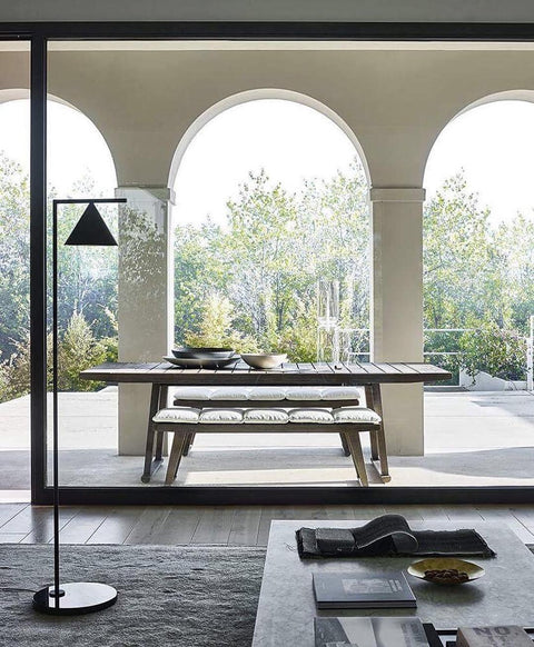 Floor Lamp with Adjustable Cone Shade and Marble Base