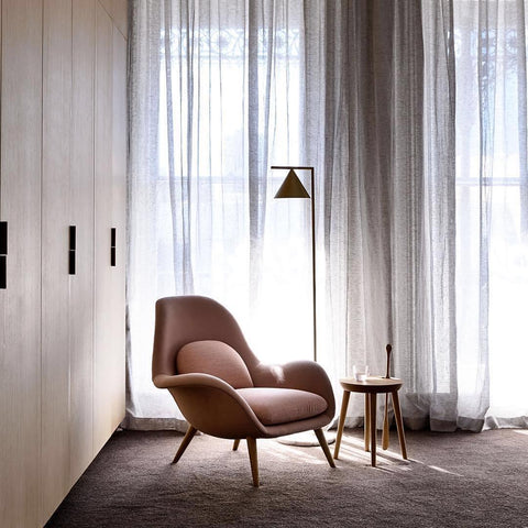 Floor Lamp with Adjustable Cone Shade and Marble Base