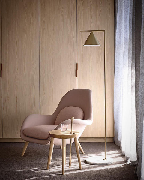Floor Lamp with Adjustable Cone Shade and Marble Base