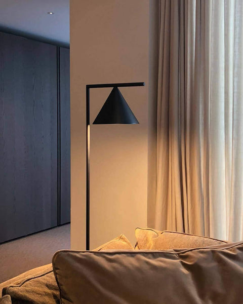 Floor Lamp with Adjustable Cone Shade and Marble Base