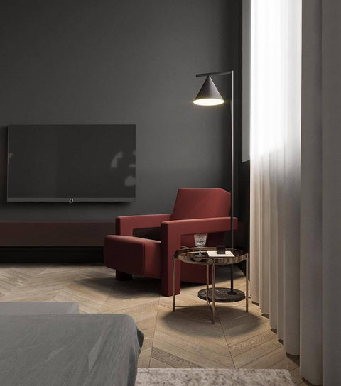 Floor Lamp with Adjustable Cone Shade and Marble Base