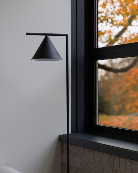 Floor Lamp with Adjustable Cone Shade and Marble Base