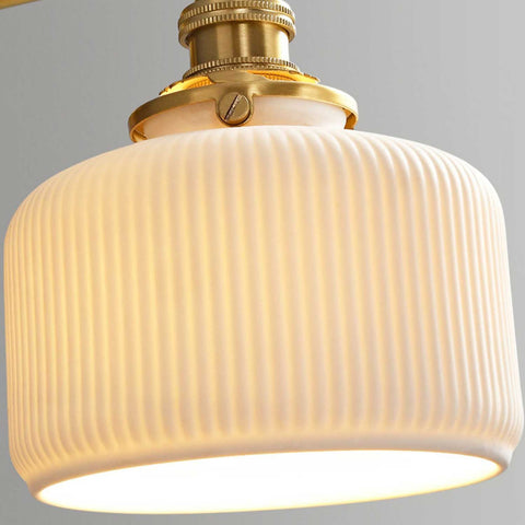 Ceramic Geometry Wall Lamp with Walnut and Brass Accents