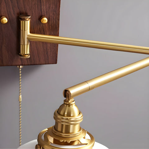 Ceramic Geometry Wall Lamp with Walnut and Brass Accents