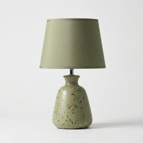 Table Lamp with Speckled Ceramic Base and Fabric Shade