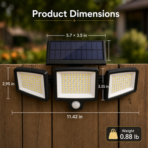 Solar Motion Security Light with Three Adjustable LED Heads
