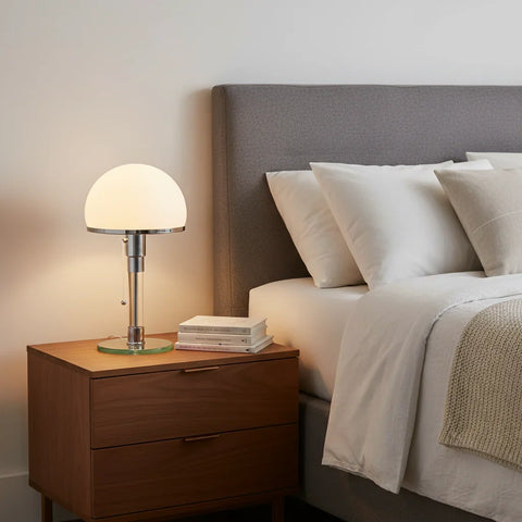 Opal Glass Table Lamp with Metal Base