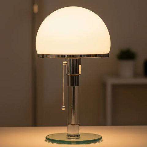 Opal Glass Table Lamp with Metal Base
