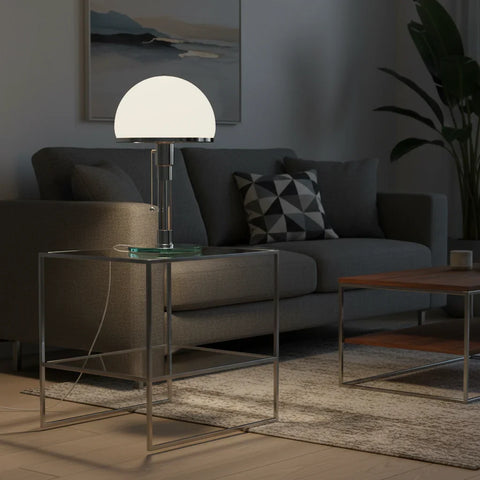 Opal Glass Table Lamp with Metal Base