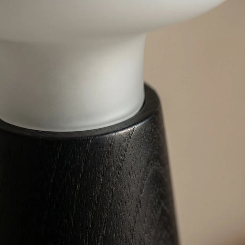 LED Table Lamp with Cloud Shade and Tapered Wood Base