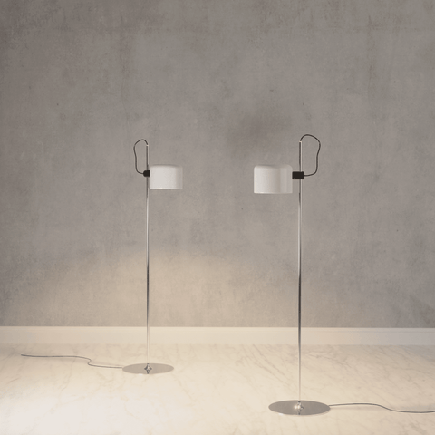 Floor Lamp with Adjustable Rounded Shade and Foot Switch Control