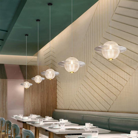 Glass Planet Pendant Light with Integrated LED