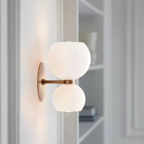 Two-Light Glass Wall Sconce with Iron Frame