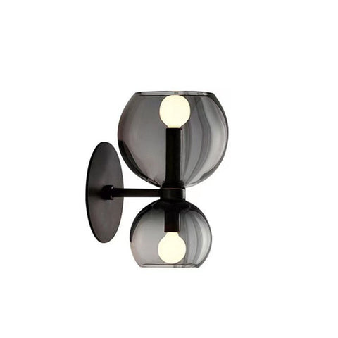 Two-Light Glass Wall Sconce with Iron Frame